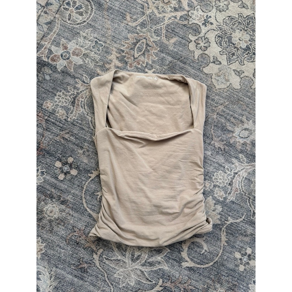 Abercrombie & Fitch Tan Ruched Tank Top Square Neck